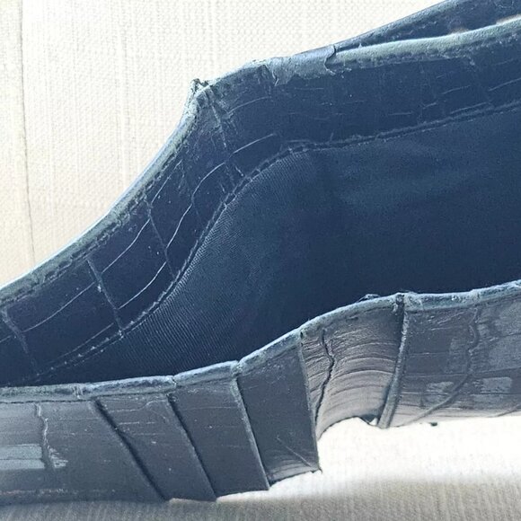 Salvatore Ferragamo Card Holder Black Trifold Wallet Embossed Leather Made Italy - Picture 10 of 12